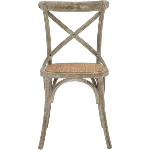 Oakestry Gray Farmhouse Dining Chair Rustic Modern Elm Wood Rattan Seat Stylish Armless for Dining Room Kitchen Café Space-Saving Durable Classic Furniture for Home Office