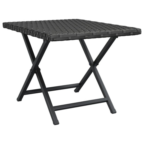 vidaXL Folding Table - Poly Rattan, Black, 17.7"x13.8"x12.6", Foldable Garden/Patio/Balcony Furniture