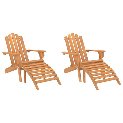 vidaXL Patio Chair 2 Pcs Adirondack Patio Seat with Footrests - Solid Acacia Wood, Foldable Garden Armchairs for Outdoor, Deck, Terrace - 29.5"x33.1"x35.4"