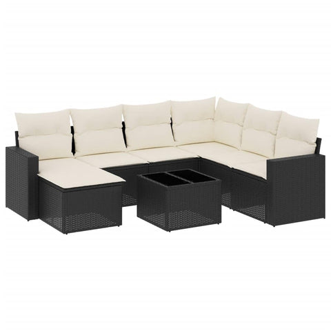 vidaXL Patio Sofa Set with Cushions 8 Piece, Outdoor Conversation Set, Sectional Sofa for Balcony Garden, Patio Furniture, Black Poly Rattan