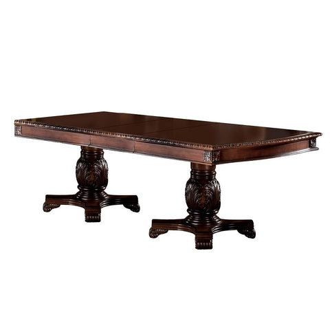 Rectangular Wood Dining Table with Double Pedestal