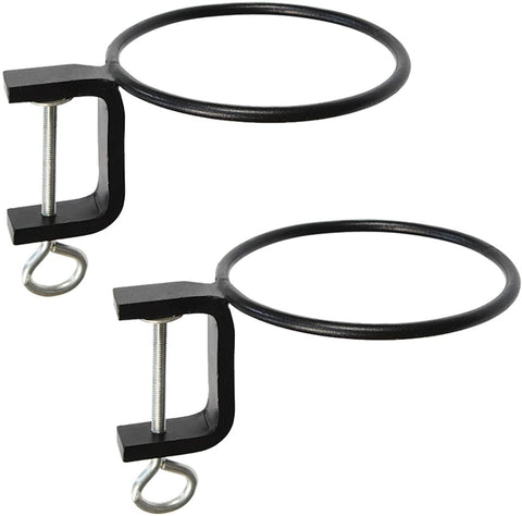 Oakestry SFR-06C-2 Clamp-on Flowerpot Ring Made with Wrought Iron Easy Installation and Resist Corrosion for Backyard, Porches, Balconies and Decks, Black