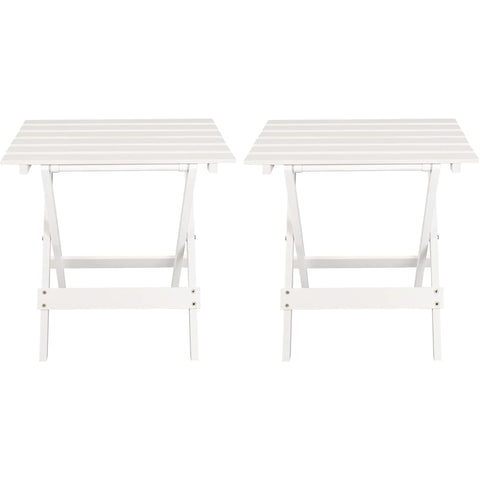 Oakestry Small Folding Side Table Set of 2, 100% Solid Wood Portable Indoor Outdoor Patio Tables, No Assembly, Multi-Slat Plant Stand & Accent Table