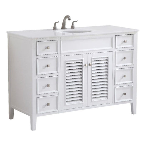 Elegant Kitchen and Bath Cape Cod Single Solid Wood Bathroom Vanity in White