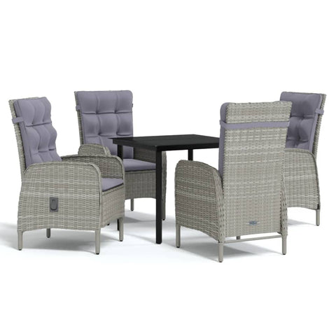 vidaXL Patio Dining Set 5 Piece with Cushions Garden Outdoor Lawn Yard Terrace Balcony Table and Chair Seat Seating Furniture Gray and Black