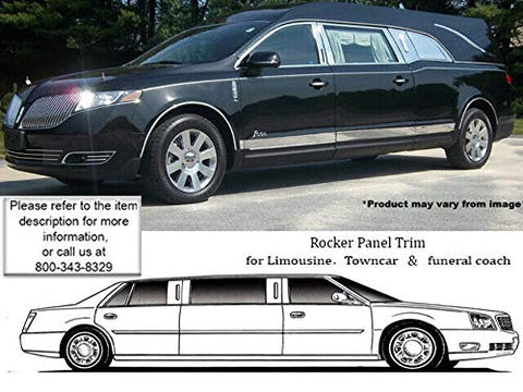 QAA is Compatible with 2010-2020 Lincoln MKT, Superior Hearse 8 Piece Stainless Rocker Panel Trim, Upper Kit, 2.81" - 3.25" Tapered Width TH50675