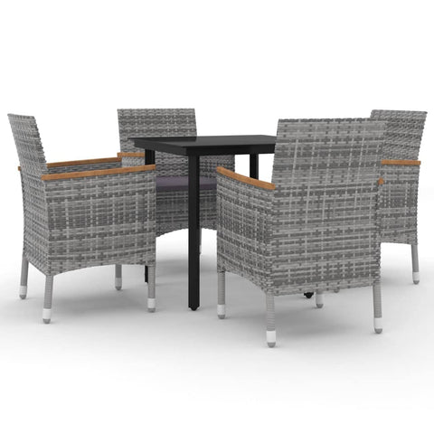 vidaXL Patio Dining Set 5 Piece with Cushions Garden Outdoor Lawn Yard Terrace Balcony Table and Chair Seat Seating Furniture Poly Rattan and Glass