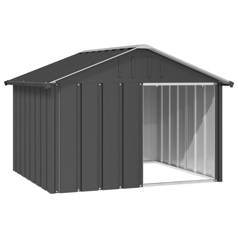 vidaXL Anthracite Dog House | Durable Galvanized Steel Construction | Outdoor Weather Roof | Open Entrance for Easy Access