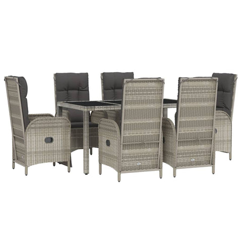 vidaXL Garden Dining Set 7 pcs with Cushions in Polyrattan Grey