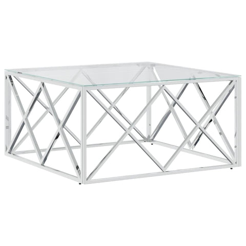 vidaXL Coffee Table, Accent Side Table, Couch Sofa Table for Home Living Room Office, End Table, Modern Style, Stainless Steel and Glass