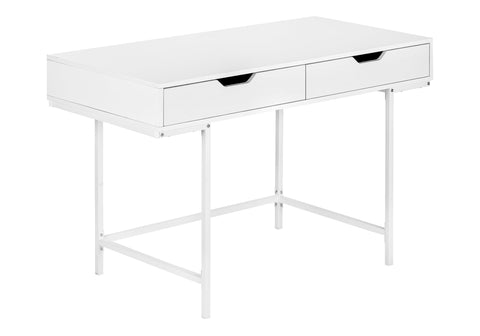 Monarch Specialties I 7554 Computer Desk, Home Office, Laptop, Storage Drawers, 48" L, Work, Metal, Laminate, White, Contemporary, Modern
