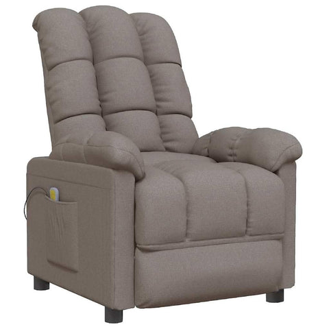 vidaXL Massage Recliner Chair, Adjustable Relaxation Seat with Vibration Massage Points, Robust Frame, Taupe Fabric Upholstery, Manual Reclining Features