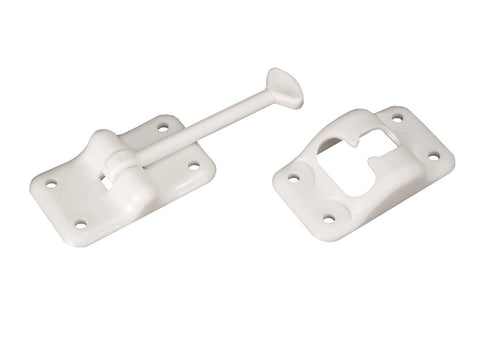 RV Designer E233 Entry Door Holder - T-Style RV Door Holder 3-1/2" Colonial White - Durable Plastic for Camper/RV Doors - Easy Install with Plunger & Screws - Top RV Accessories
