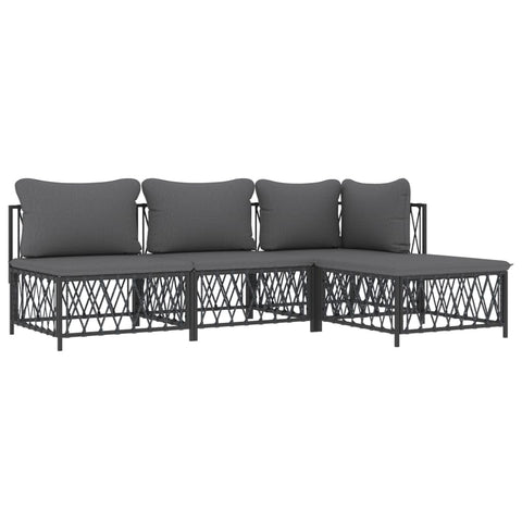 vidaXL Patio Furniture Set 4 Piece, Sectional Sofa with Cushions, Patio Lounge Set for Outdoor Garden Lawn Backyard, Anthracite Steel