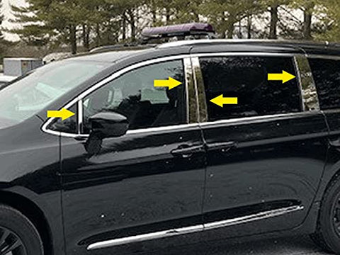 QAA is Compatible with 2017-2021 Chrysler Pacifica 8 Piece Stainless Steel Pillar Post Trim PP57752