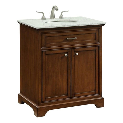 Elegant Decor Americana 30" Wood Single Bathroom Vanity in Brown Teak