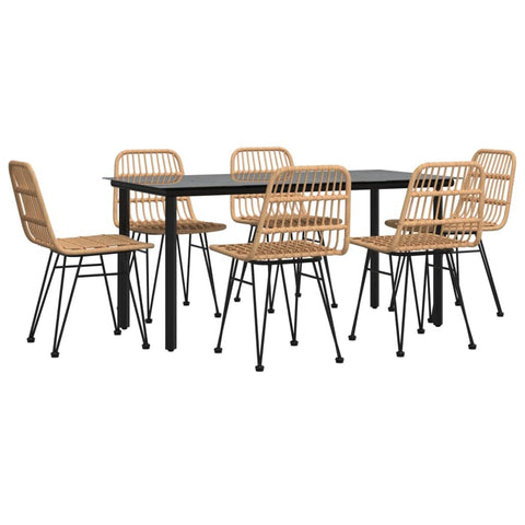 vidaXL Patio Dining Set 7 Piece, Rattan Patio Conversation Set, Outdoor Furniture Set for Porch Patio Deck Balcony, Modern Style, Poly Rattan