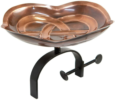 Oakestry BB-11-OR Dara Bracket Railing Mount Birdbath, Copper, Black