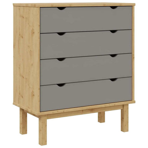 vidaXL Drawer Cabinet Brown and Grey Solid Pine Wood, Engineered Wood