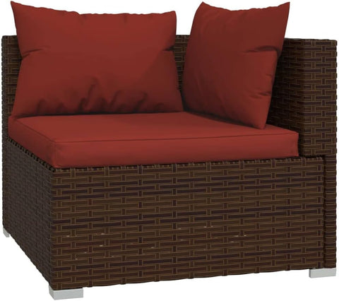vidaXL Patio Lounge Set 6 Piece, Patio Furniture Set for Outdoor Garden, Sectional Sofa with Cushions, Corner Sofa, Poly Rattan Brown