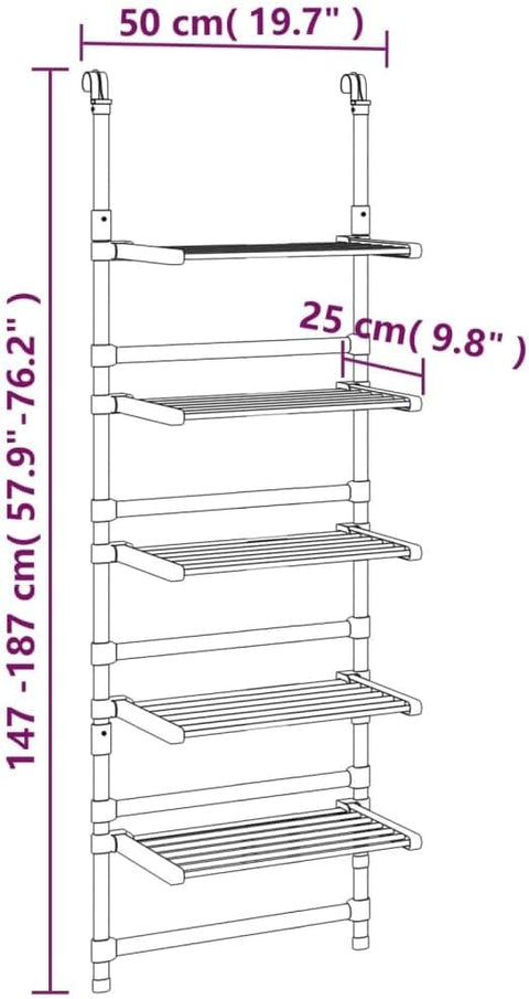 vidaXL Drying Rack, Wall Mounted 5-Tier Hanging Clothes Drying Rack, Folding Clothes Hanger Rack, Hanging Laundry Drying Rack, Aluminum