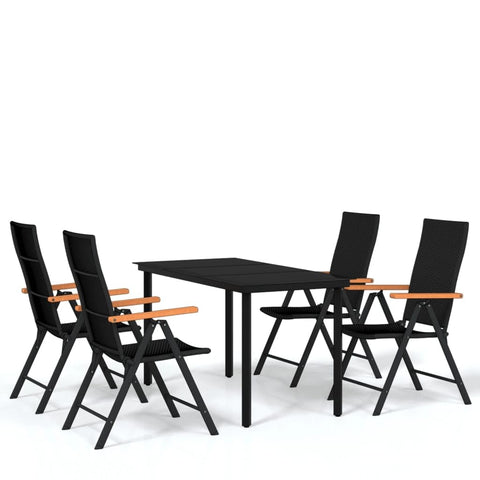 vidaXL Patio Dining Set 5 Piece Garden Outdoor Lawn Yard Terrace Balcony Dining Dinner Table and Chair Seat Seating Furniture Black