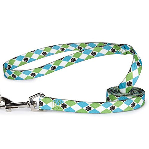 Casual Canine Pooch Patterns Dog Leash, 6-Feet x 1-Inch Lead, Blue Bone