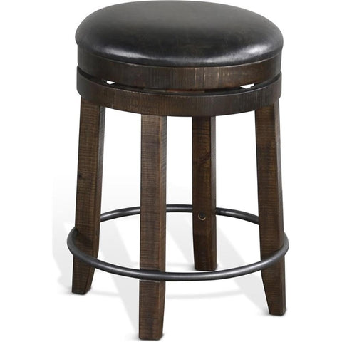 Sunny Designs Homestead 24" Backless Swivel Barstool in Tobacco Leaf (Set of 2)