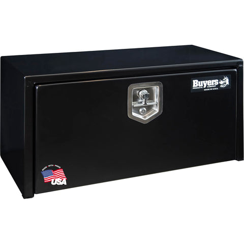 Buyers Products 1703324 Black Steel Underbody Truck Tool Box – 15 x 30 x 30 Inch - Truck Bed & Underbelly RV Storage Box, Locking T-Latch, Weather-Resistant, Heavy-Duty Flatbed Job Box, Made in USA
