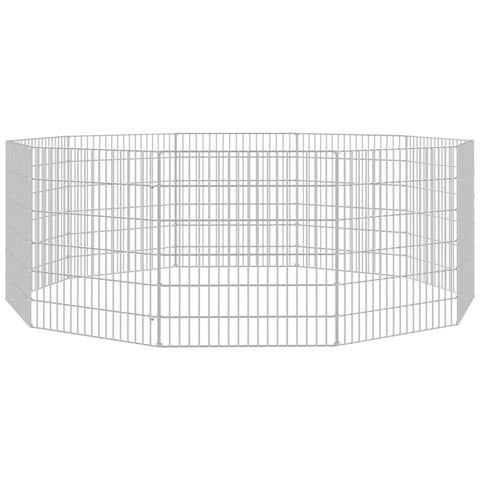 vidaxl Free Range Animal Enclosure - Galvanized Iron Rabbit Hutch/Pet Cage - 10 Panels 21.3"x23.6" Silver