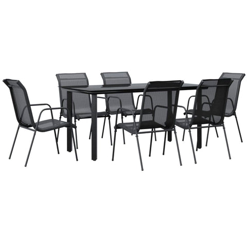 vidaXL Black Patio Dining Set - 5 Piece Outdoor Dining Furniture Set, Made of Durable Steel and Textilene, Elegant Design, Suitable for Garden, Patio, Backyard.