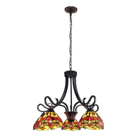 Chloe Lighting Empress Dragonfly Tiffany-Style Dark Bronze 5 Light Large Chandelier 27" Wide