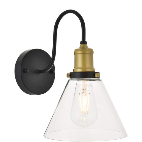 Elegant Lighting Living District Histoire 1 Light Brass and Black Wall Sconce