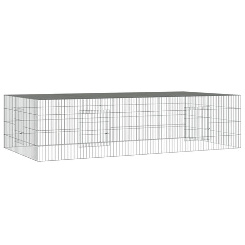 vidaXL Rabbit Cage/Animal Playpen-Outdoor Pet Enclosure/Galvanized Iron - Silver, 86.6"x43.3"x21.7", Spacious & Ventilated Design