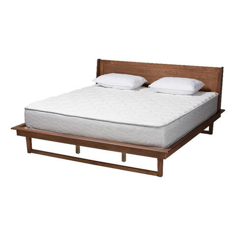 Baxton Studio Macayle Ash Walnut Finished Wood King Size Platform Bed