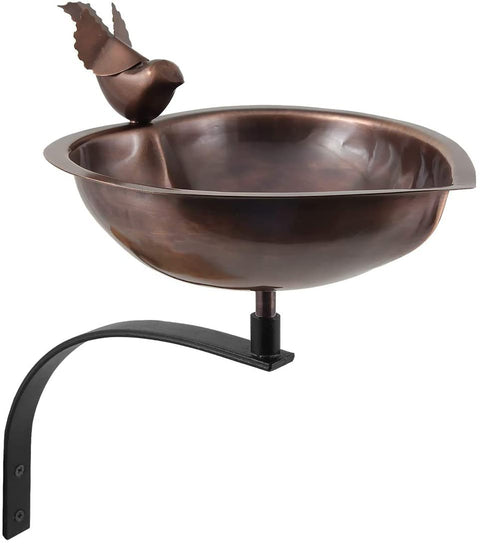 Oakestry Heart Shaped Wall Mount Bracket birdbath Antique Decoration Detachable Birdfeeder & Bird Bath for Outdoor Garden with Wall Bracket Lightweight Detachable