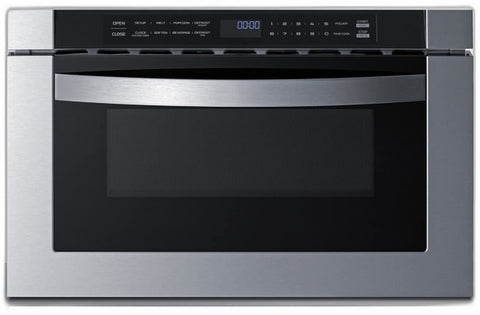 Summit 24” Built In Microwave, 1.2 cu.ft. Drawer Microwave, ADA Compliant, Black & Stainless Steel - MDR245SS (24 Inch)