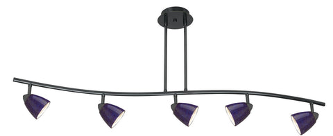 Cal Lighting SL-954-5-DB/BLS Track Lighting with Cobalt Blue Shades, Dark Bronze Finish
