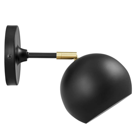 Modway Chalice 1-Light Modern Metal Swing-Arm Wall Sconce in Black/Gold