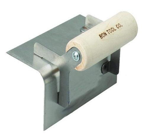 Bon 12-515 6-Inch by 2-1/2-Inch Stainless Steel Step and Corner Outside Tool, 1/4-Inch Radius with Wood Handle