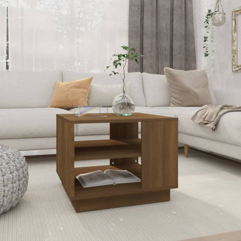Oakestry Coffee Table Brown Oak Engineered Wood Medium Coffee Table Premium Storage Cabinet Modern Luxury Storage Solution Elegant Dining Interior Furniture Space Saving Organizer