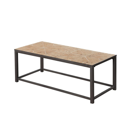 Monarch Specialties 3160, Accent, Cocktail, Rectangular, Living Room, Metal, Brown, Transitional Coffee Table-Terracotta Tile Top/Hammered, 42" L x 20" W x 17" H
