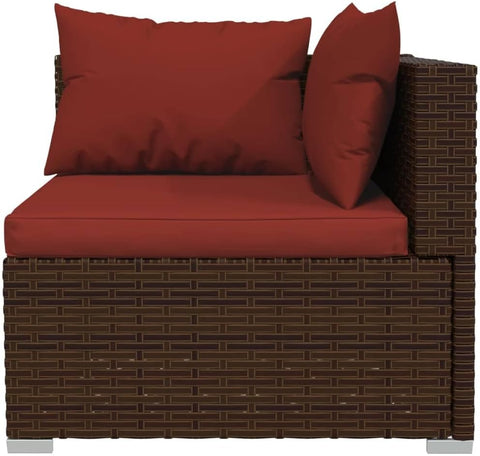 vidaXL Patio Lounge Set 6 Piece, Patio Furniture Set for Outdoor Garden, Sectional Sofa with Cushions, Corner Sofa, Poly Rattan Brown
