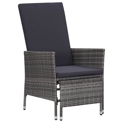Great-hyc Reclining Garden Chair with Cushions Poly Rattan Gray