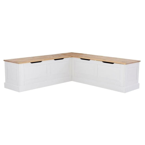 Oakestry White Solid Pine L-Shaped Breakfast Nook with Hidden Storage, Backless Corner Bench, 5-Piece Cushion & Pillow Set, Built-in Look Seating for Kitchen or Dining Spaces (Green)