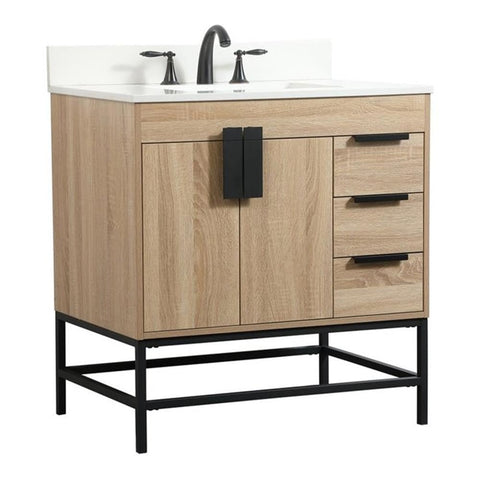 Elegant Decor Eugene 32" Single Bathroom Vanity with Backsplash in Mango Wood