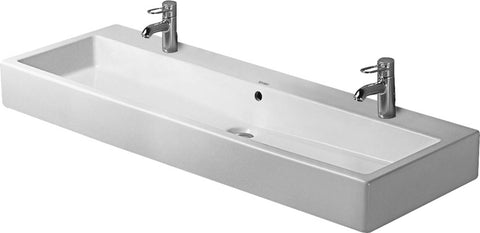 Duravit, 0454120024, Vero 48" Ceramic Vanity Top with 2 Faucet Holes, White/Glazed Underside