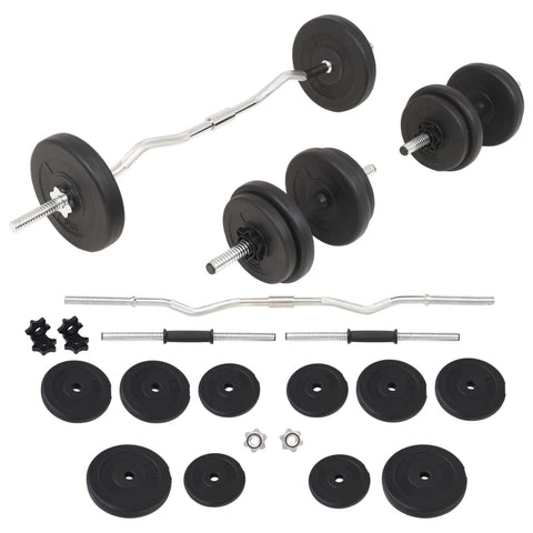 vidaXL Barbell and Dumbbell Set, Free Weight for Home Gym, Barbell Set for Women Men Workout Fitness Weightlifting, Weight Plate Weight Set, 66.1 lb