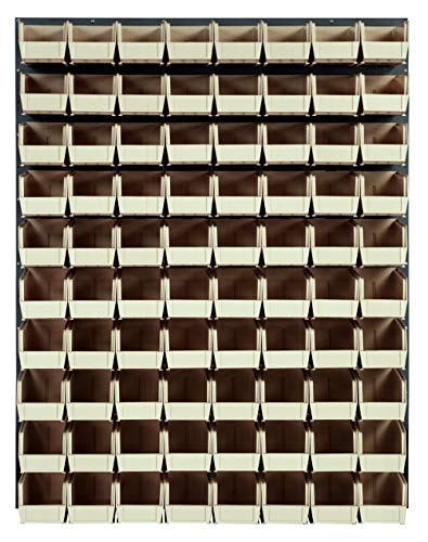 Quantum Storage Systems QLP-4861-230-80IV Gray Louvered Panels Complete Package with Bins, 48” L X 61” H, Ivory