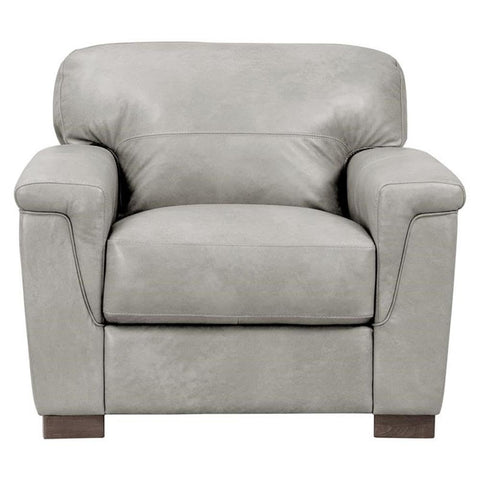 Acme Furniture Cornelia Leather Upholstery Cushion Back Chair in Pearl Gray